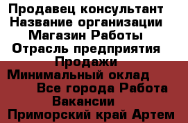 Продавец-консультант › Название организации ­ Магазин Работы › Отрасль предприятия ­ Продажи › Минимальный оклад ­ 27 000 - Все города Работа » Вакансии   . Приморский край,Артем г.